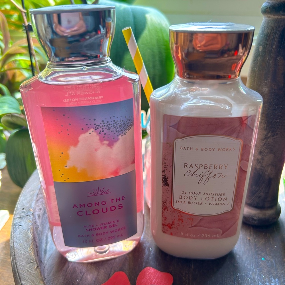 🩷BBW Raspberry Chiffon Body Lotion & Among the Clouds Shower Gel Duo